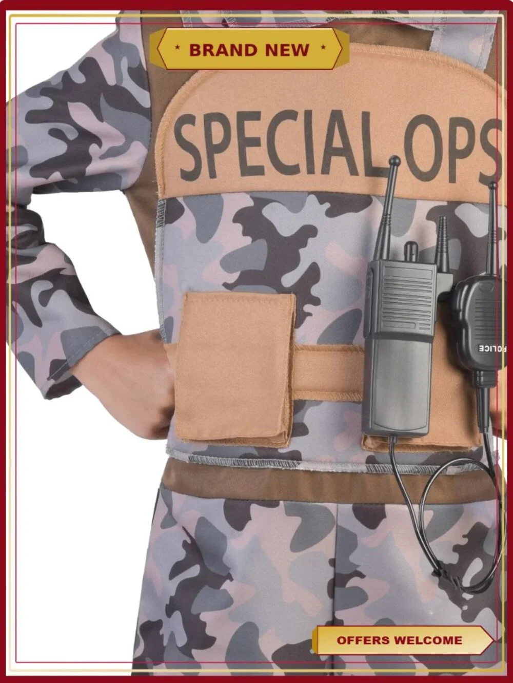 Boys Special Ops Halloween Costume Jumpsuit Cap Walkie Talkie Size S